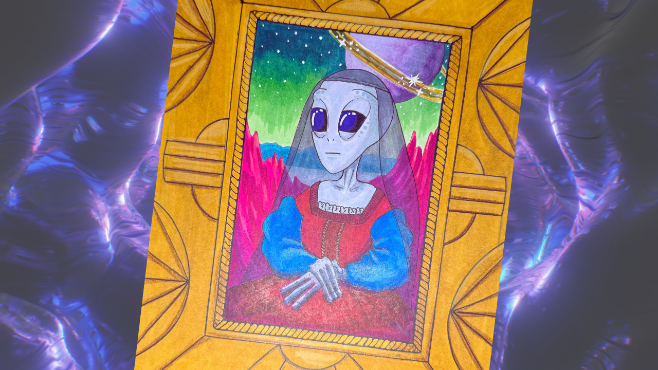 Alien Renaissance kids art project homeschool art