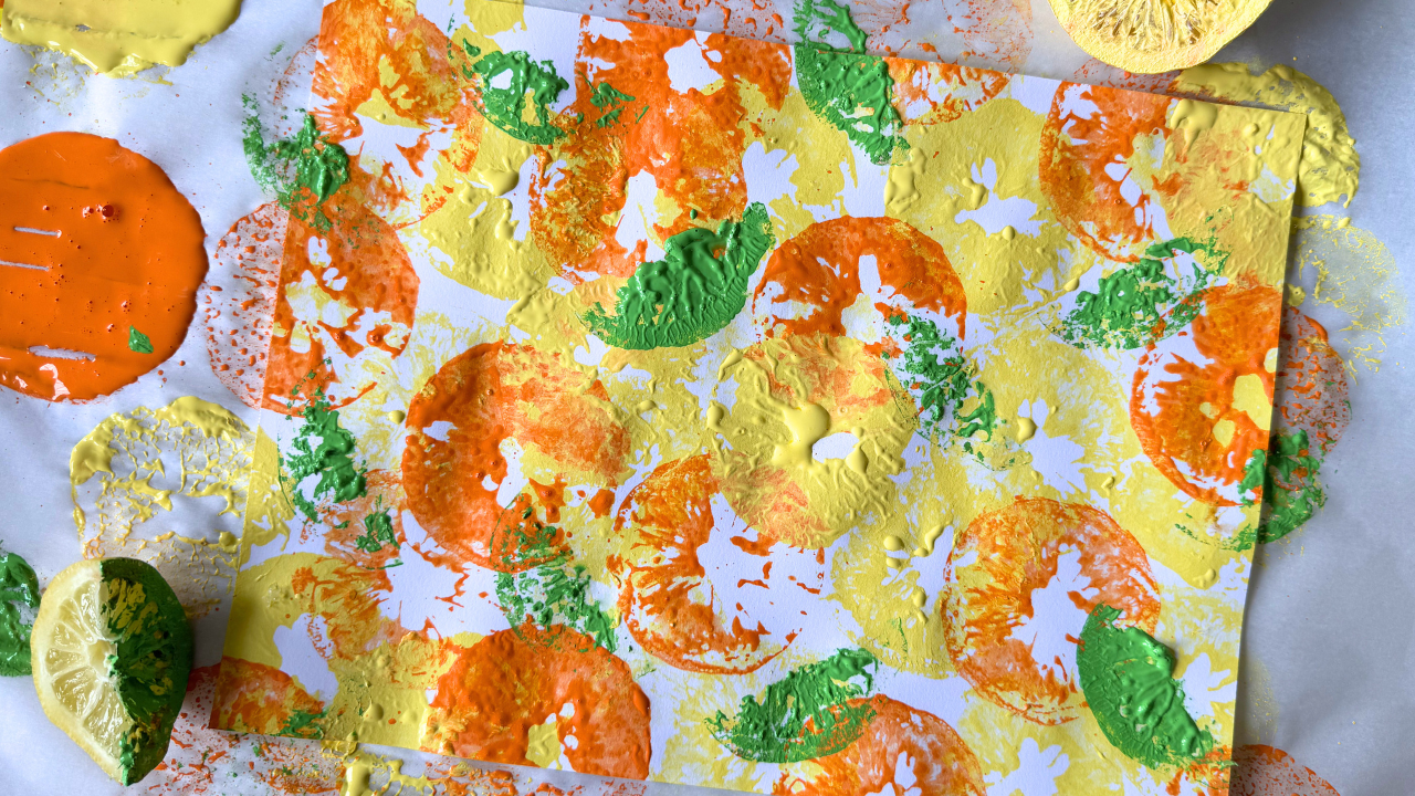 Lemon Printmaking Art Lesson for Kids