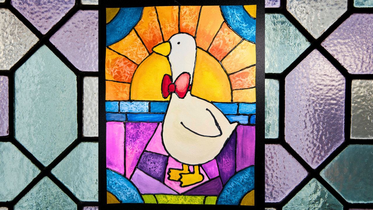 Stained Glass look watercolor painting