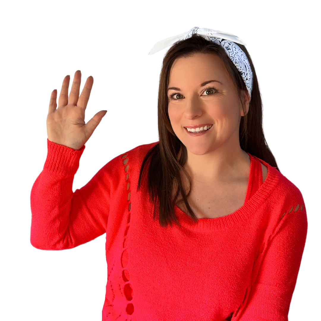 Ms. Jes waving cheerfully